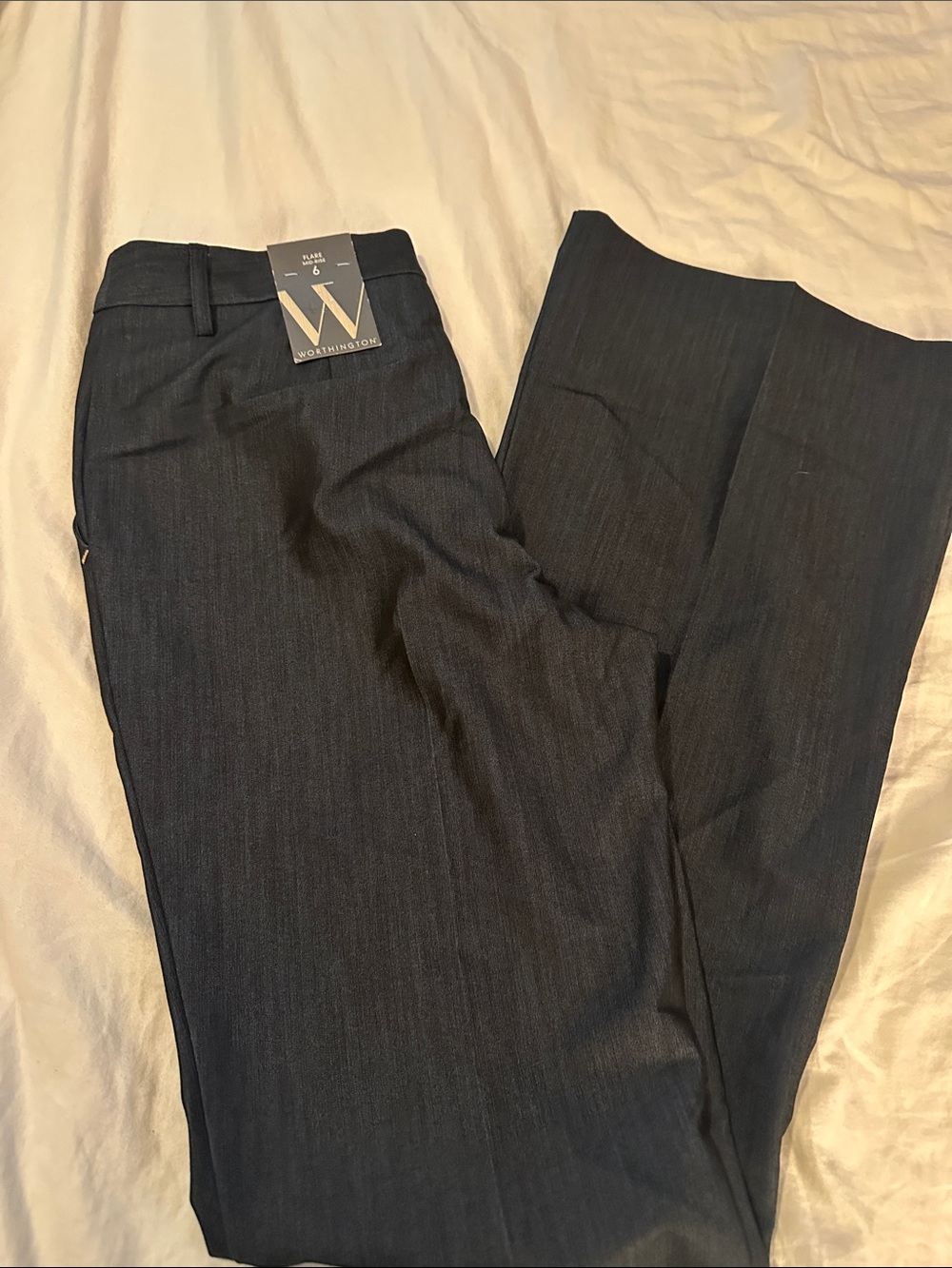 Worthington Navy Mid-Rise Flare Dress Pants Size 6 NWT
